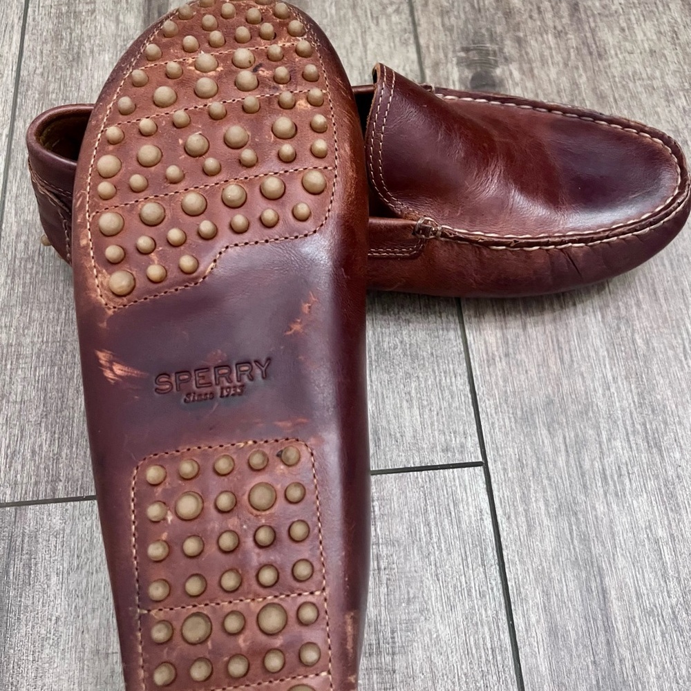SPERRY gold cup meridian Brown Leather Slip-On Loafers /Moccasin Stitching 9.5 - Picture 2 of 7